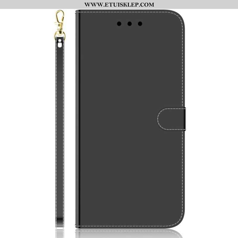 Etui Folio do iPhone 14 Pro Max Osłona Lusterka Ze Sztucznej Skóry